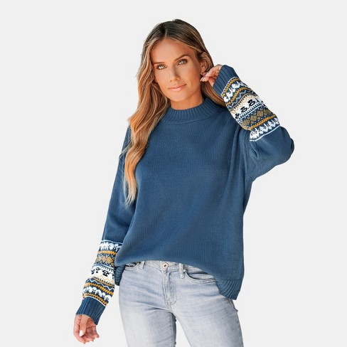 Women's Diamond Stitched Drop Sleeve Sweater - Cupshe : Target