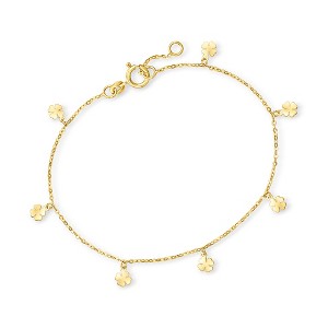 Pure Collection by Ross-Simons Italian 14kt Yellow Gold Clover Station Bracelet Size 6.5 - 1 of 3