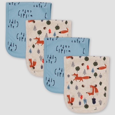 Gerber Baby Boys' 4pk Fox Burp Cloth - Off-White/Blue