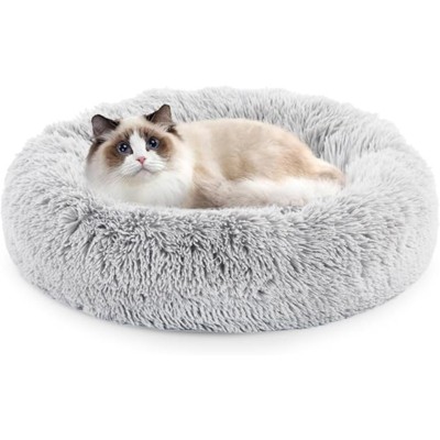 VisioGear Pet Beds, 20 inch Donut Pet Bed, Calming Bed for Pets, Round Dog Donut Bed Washable, Gray, 20"*20"*8"
