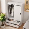 LOVMOR Modern Wooden Wardrobe Armoire, Freestanding Wardrobe Closet Clothes Storage Organizer Cabinet for Bedroom - 3 of 4