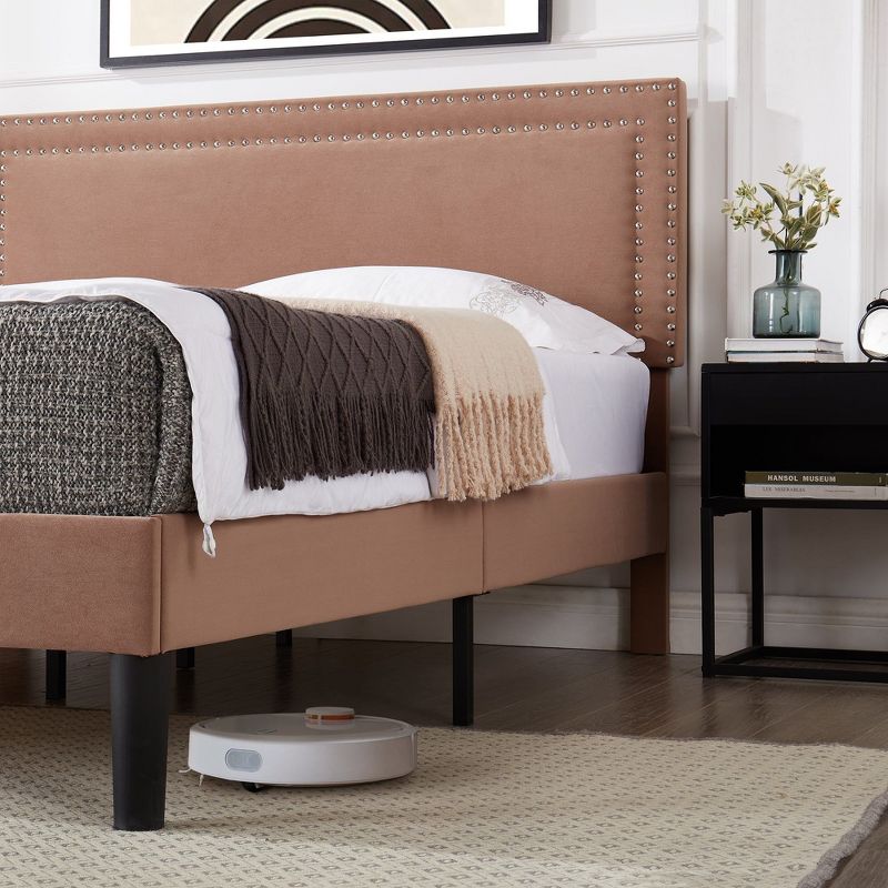 VECELO Upholstered Bed with Adjustable Headboard, Bed Frame, 5 of 13