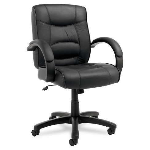 Alera Strada Series Mid Back Swivel Tilt Chair W Black Top Grain Leather Sr42ls10b Target