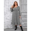 KOJOOIN Women's Plus Size Sweater Dress V-Neck Long Sleeve Fall Winter Dressed with Pockets Light Grey 2XL - 3 of 4