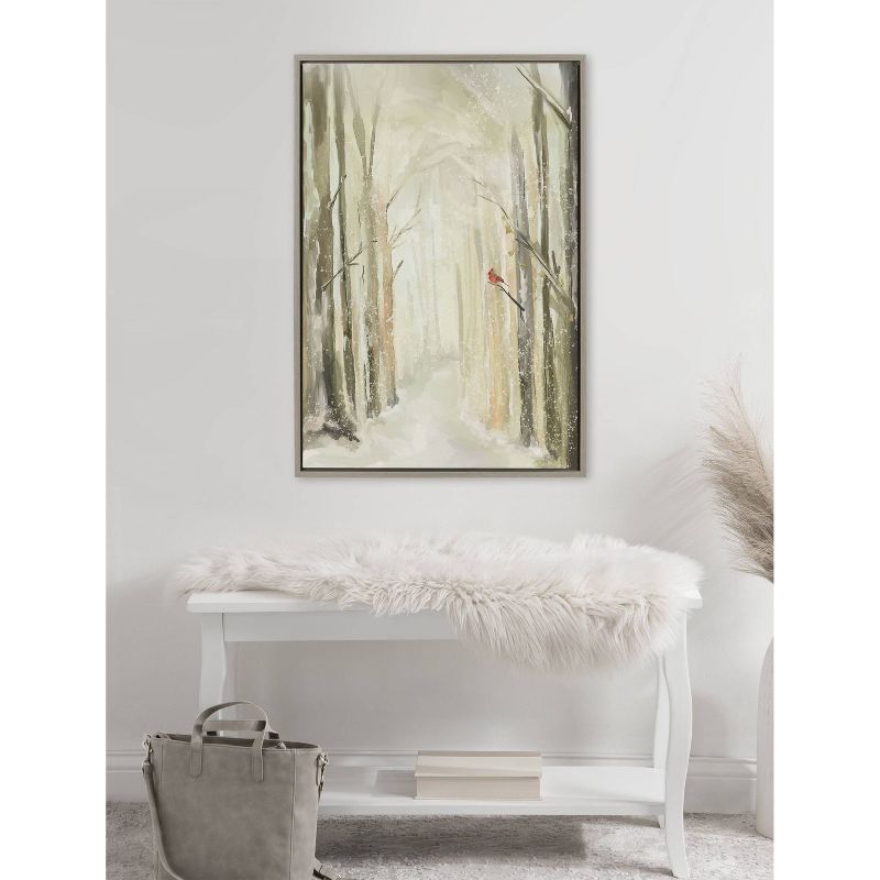 Kate &#38; Laurel All Things Decor 23&#34;x33&#34; Sylvie Winter Landscape 2 Framed Canvas Wall Art by Annie Quigley Gray Nature Holiday Snow, 2 of 6