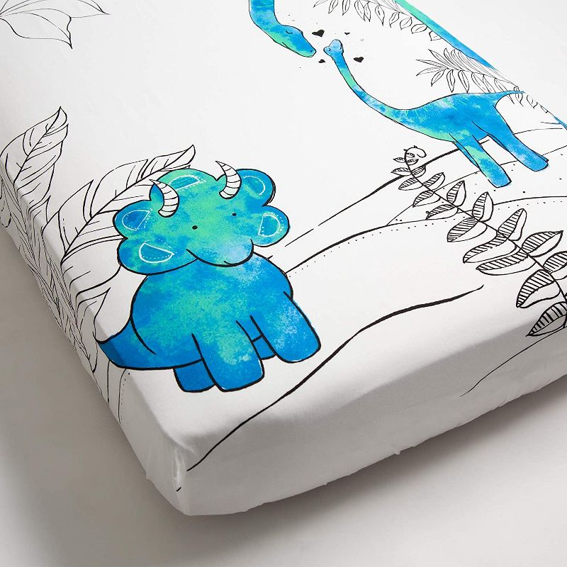 JumpOff Jo Fitted Crib Sheet - Cotton Crib Sheet for Standard Sized Crib Mattresses - Hypoallergenic and Breathable - 28 x 52 Inches - Tiny Dinosaur, 4 of 8