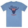 Mens Coors Banquet Rodeo Logo Distressed Front and Back Dusty Blue T-Shirt - 2 of 4