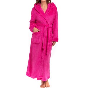 ADR Plush Fleece Women's Robe, Long Hooded Women's Bathrobe, Soft Cozy Women's Bath Robe & Plus Sizes - 1 of 4