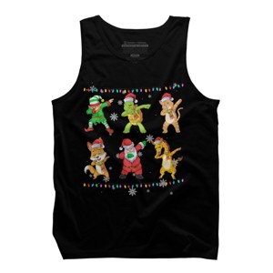 Men's Design By Humans Christmas Dabbing Cartoon Animals By shirtpublic Tank Top - 1 of 4