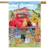 Spring Day Puppies House Flag Red Pickup Truck Floral 28" x 40" Briarwood Lane - 2 of 4