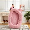 71''x45''x12'' Dog Bed with Blanket, 2 Side Storage Pockets and Portable Handle, Removable Cover, Luxury Faux Fur Large/ Medium Size - 2 of 4