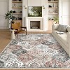 Vintage Washable Door Mat Small Farmhouse Floral Accent Rugs with Non-Slip Backing, Stain-Resistant Oriental Indoor Carpet - 2 of 4