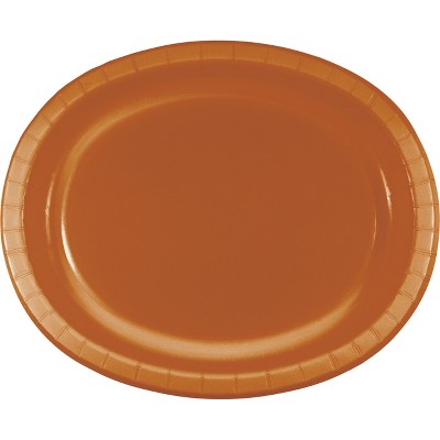  24ct Pumpkin Spice Orange Oval Plates Orange 