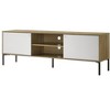 VYNXARI 70"W White and Oak 2-Door TV Stand,Storage Cabinets with doors and shelves - 4 of 4