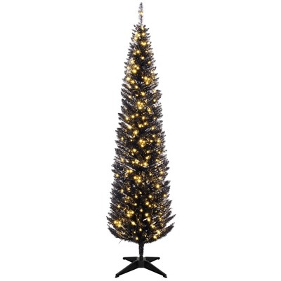 NAYSAYE 7ft Pencil Artificial Christmas Tree with Realistic Branches and Sturdy Metal Base for Holiday Decoration, Black, 21.7"*21.7"*82.7"