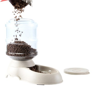 Large Beige Plastic Automatic Pet Food Dispenser
