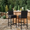 Two sets of outdoor bar stools, wicker patio stools and rattan bar chairs (without armrests), outdoor bar chairs with soft seat cushions. - 2 of 4