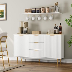 Sideboard Buffet Cabinet with Storage, 55‘’ Kitchen Storage Cabinet with 2 Doors and 3 Drawers, Modern Wood Coffee Bar Table for Dining Room - 1 of 4
