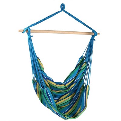Sunnydaze Jumbo Extra Large Hanging Rope Hammock Chair Swing for Backyard and Patio - 330 lb Capacity - Ocean Breeze