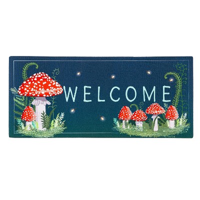 Evergreen Welcome Friends Mushroom Sassafras Indoor Outdoor Switch Doormat 1'10"x10" Multicolored
