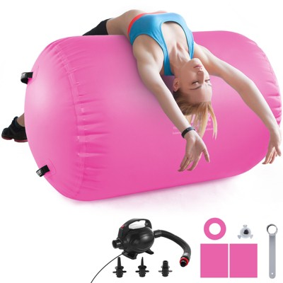 VEVOR Air Mat Tumble Track Air Spot, Round Inflatable Air Roller, Air Barrel Gymnastic Equipment with Electric Pump, Tumbling Backbend Trainer