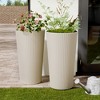 FONTOI 2PCS Round Tall Planter Pot with Drainage Holes, Indoor Outdoor Flower Planters for Garden Living Room Backyard, Beige, 13"*23.6"*13" - 2 of 4