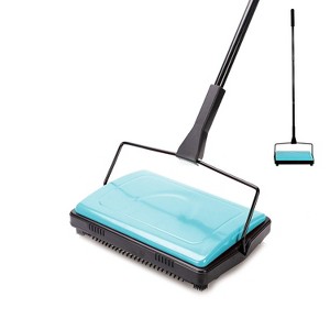 Itopfox Carpet Sweeper Cleaner for Low & Undercoat Carpets, Rugs, Pet Hair, Dust, Scraps, Paper, Small Debris with Brush - Blue - 1 of 4