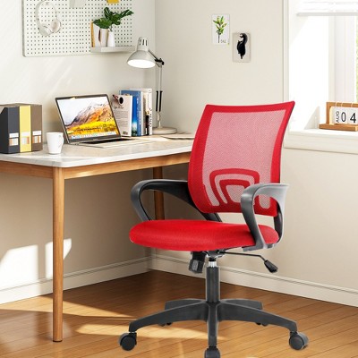 Red Mesh Swivel Task Office Chair with Adjustable Arms
