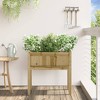 vidaXL Outdoor Patio Garden Planter with Legs - Raised Flower Box - Impregnated Pine Wood - 27.6"x12.2"x27.6" - Brown Natural Finish - 3 of 4