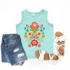 The Juniper Shop Folk Art Florals Distressed Youth Tank Top - XL - Seafoam - 2 of 4