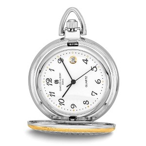 Black Bow Jewelry Charles Hubert Gold Tone Finish Two-tone White Dial 42mm Pocket Watch - 1 of 4