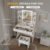 Makeup Vanity with LED Lighted Mirror, Vanity Desk with 3 Adjustable Lights, White Vanity with Storage Stool for Bedroom - 2 of 4