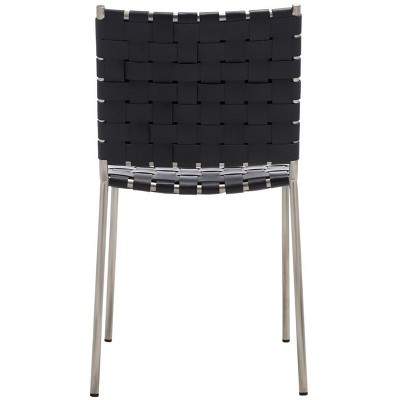 Wesson Black and Silver Woven Leather Dining Chair Set
