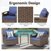 Patio Furniture Set, Outdoor Wicker Sofa Couch with Metal Armrest, Swivel Rocking Chairs, Ottomans, All-Weather Conversation Set for Garden - 4 of 4