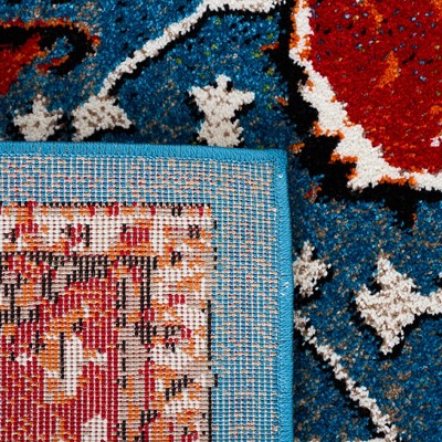 Red and Blue Rectangular Synthetic Persian Area Rug