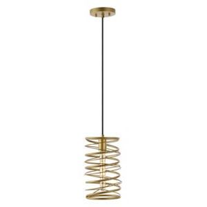 JONATHAN Y Helisa 7.25" 1-Light Modern Contemporary Iron Spiral LED Pendant - 1 of 4
