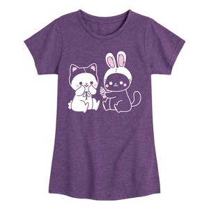 Girls' - Instant Message - Kawaii Cat Bunny Costume Fitted Short Sleeve Graphic T-Shirt - 1 of 4