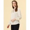 Allegra K Women's Elegant Collar V Neck Long Sleeve Work Office Satin Button Down Shirt - 3 of 4