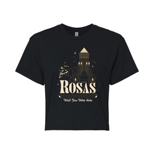 Women's - Disney - Rosas Wish You Were Here Cropped Graphic T-Shirt - 1 of 4