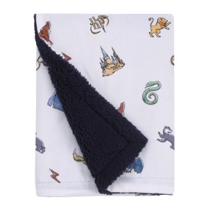 NoJo Warner Bros. Harry Potter Welcome Little Wizard Navy, Burgundy, Blue, and White Super Soft Baby Blanket - 1 of 4