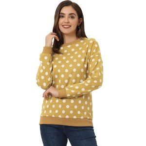 Allegra K Women's Fall Winter Long Sleeve Polka Dots Knitted Pullover Tops - 1 of 4