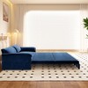 Whison 3-in-1 Velvet Queen Sleeper Sofa Bed & Chaise Lounge with Side Storage Pockets, 2 Seats - 4 of 4