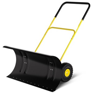 29" Snow Shovel with Wheels, Metal Back Push Snow Plow for Doorway & Sidewalk, Adjustable Angle & Height Handle Snow Pusher - 1 of 4