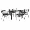 vidaXL 5 Piece Patio Dining Set with Cushions Black Poly Rattan Glass - Black and Dark Gray 55.1" x 27.6" x 29.1" 4 Items - 2 of 4