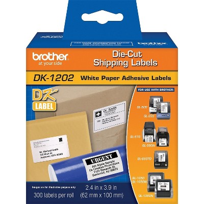 Brother DK-1202 Label Printer Labels 2.4" x 3.9" White Labels/Roll 3 Rolls/Box (DK-12023PK)