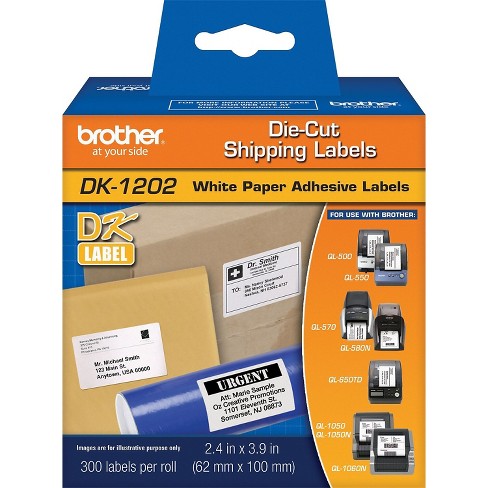 Brother Dk-1202 Label Printer 2.4" X 3.9" White Labels/roll 3 Rolls/box (dk-12023pk) : Target