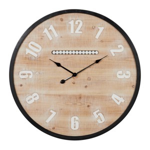 Olivia & May 32"x32" Wood Wall Clock Brown - : Silent Mechanism, Farmhouse Style, Indoor Decor, No Assembly Required - 1 of 4