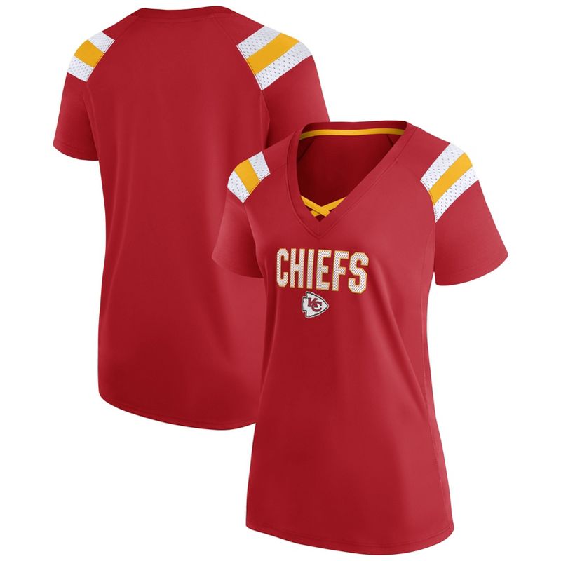 NFL Kansas City Chiefs Women&#39;s Authentic Mesh Short Sleeve Lace Up V-Neck Fashion Jersey, 1 of 4