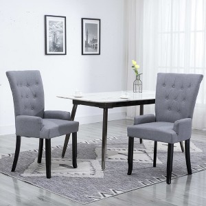 vidaXL Dining Chairs with Armrests 2 pcs Light Gray Fabric - 1 of 4