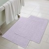 Cotton Solid Absorbent Thick Checkered Grid Washable Bath Mats, Set of 2 by Blue Nile Mills - 2 of 4
